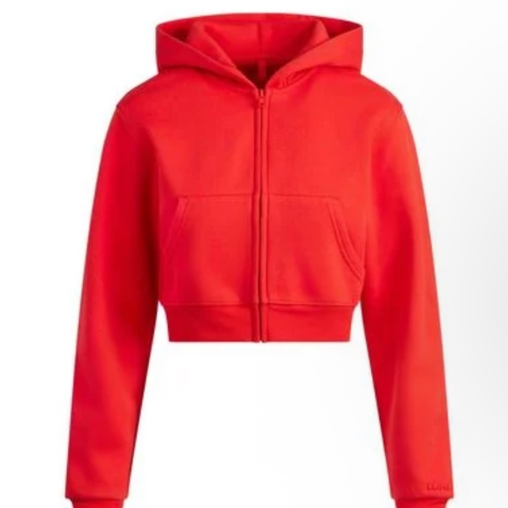 SKIMS Cropped Zip-up Hoodie Ruby NWT Sz S